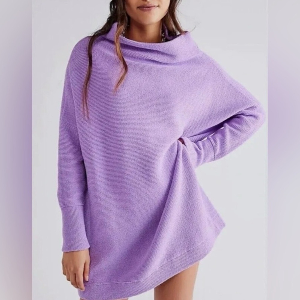 Free People Ottoman Slouchy Sweater Tunic Glowing Grape Size S